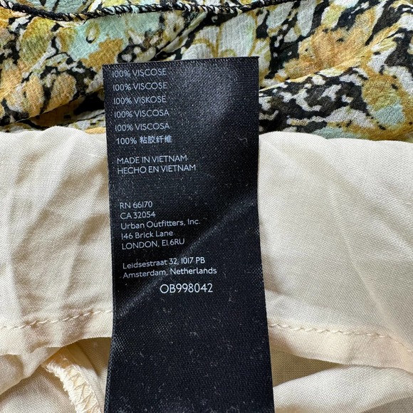 Free People Dress Womens XS Cream Green Feeling Groovy Floral Maxi Chiffon Boho - Picture 8 of 12